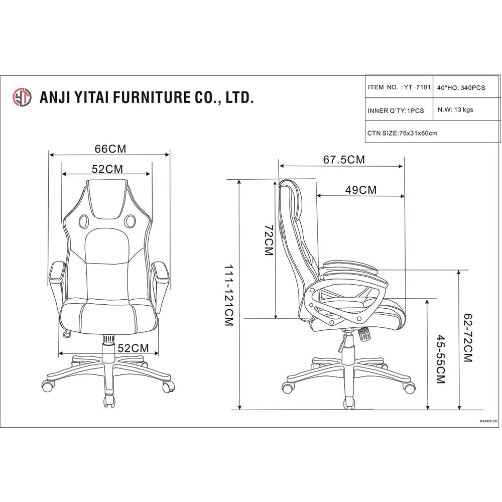 Phoenix Blue Faux Leather Swivel Office Chair Image 3