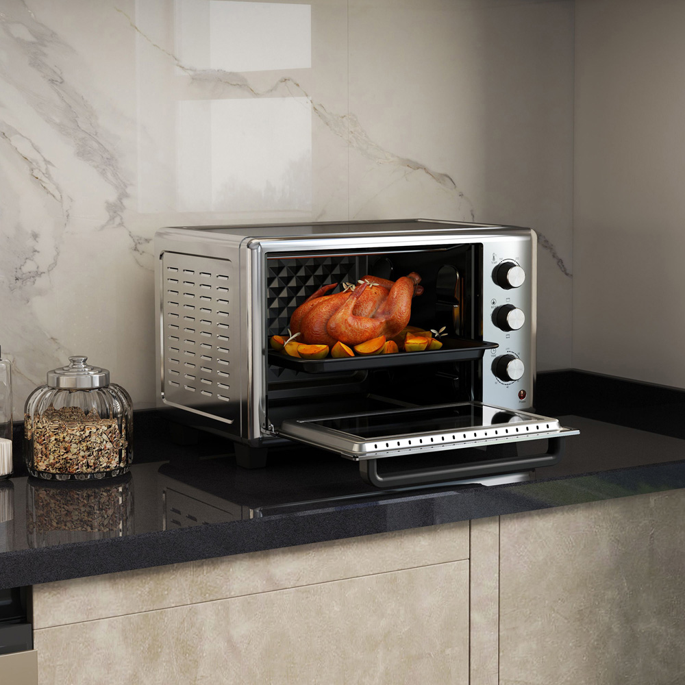 HOMCOM 800-167V70SR Silver 30L Mini Oven with Adjustable Temperature and Timer Image 3