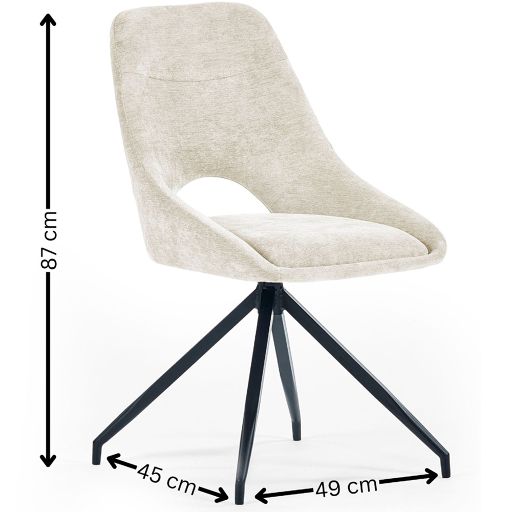 Julian Bowen Jonah Set of 2 Cream Chenille Upholstered Swivel Dining Chair Image 9