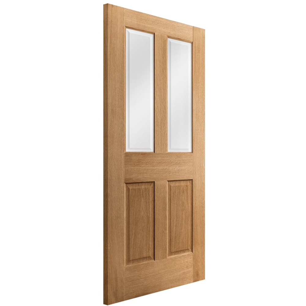 Victorian Oak 2 Panel Clear Bevelled Glass Internal Door 1981 x 610 x 35mm Image 3