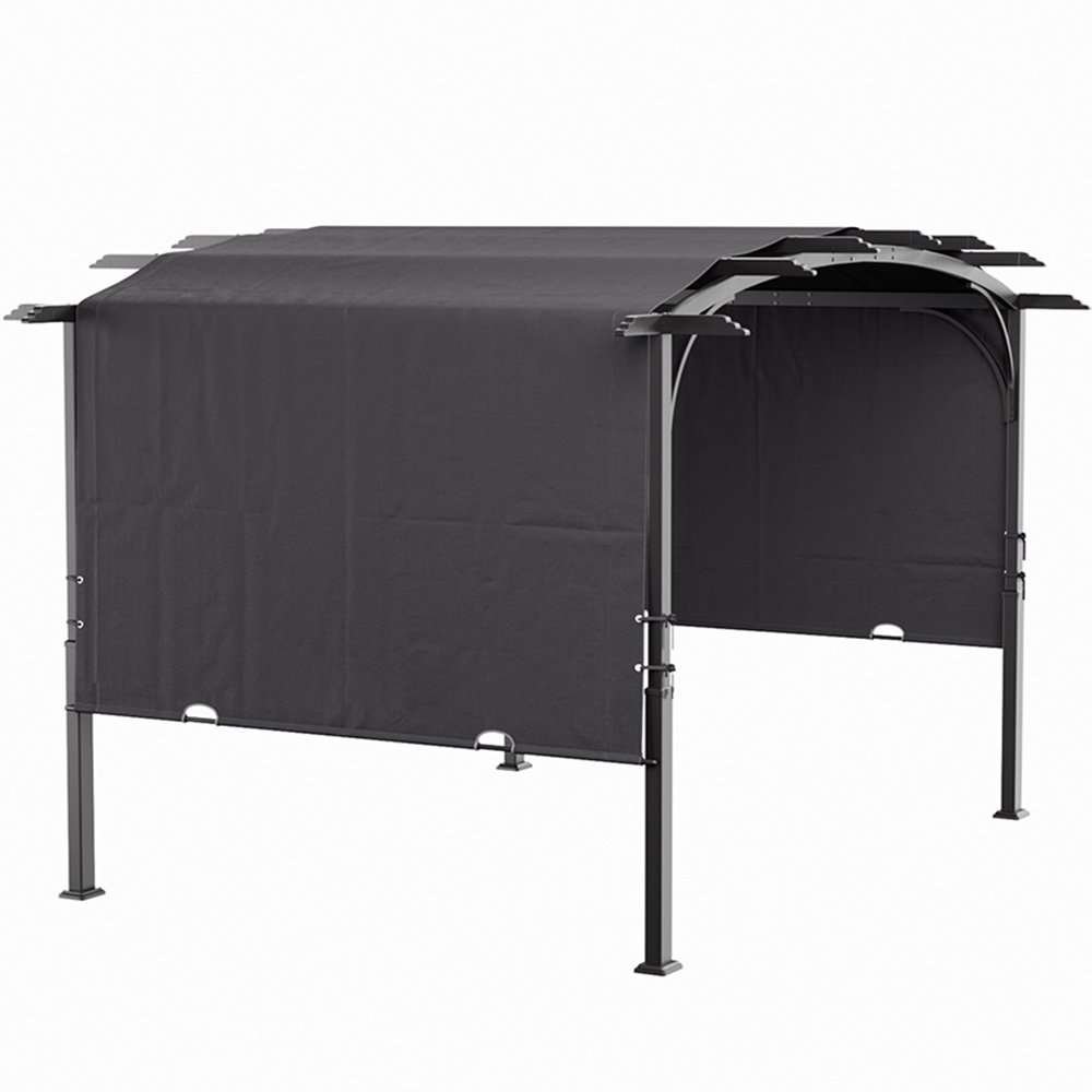 Living and Home Dark Grey Metal Retractable Arched Pergola 7.4 x 11.8ft Image 3