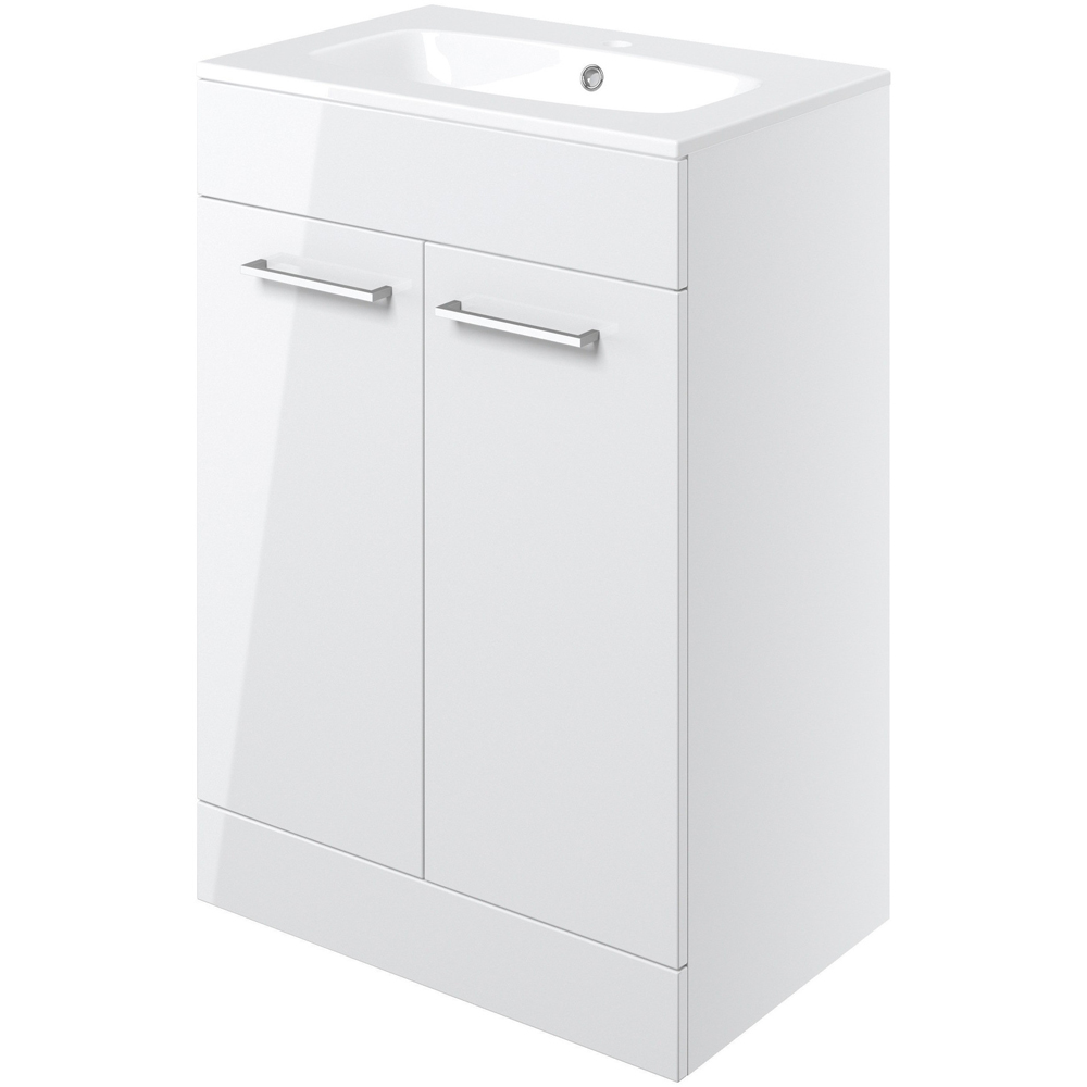 Bathstore Milford 2 Door White Floor Standing Basin Unit 610mm Image 3