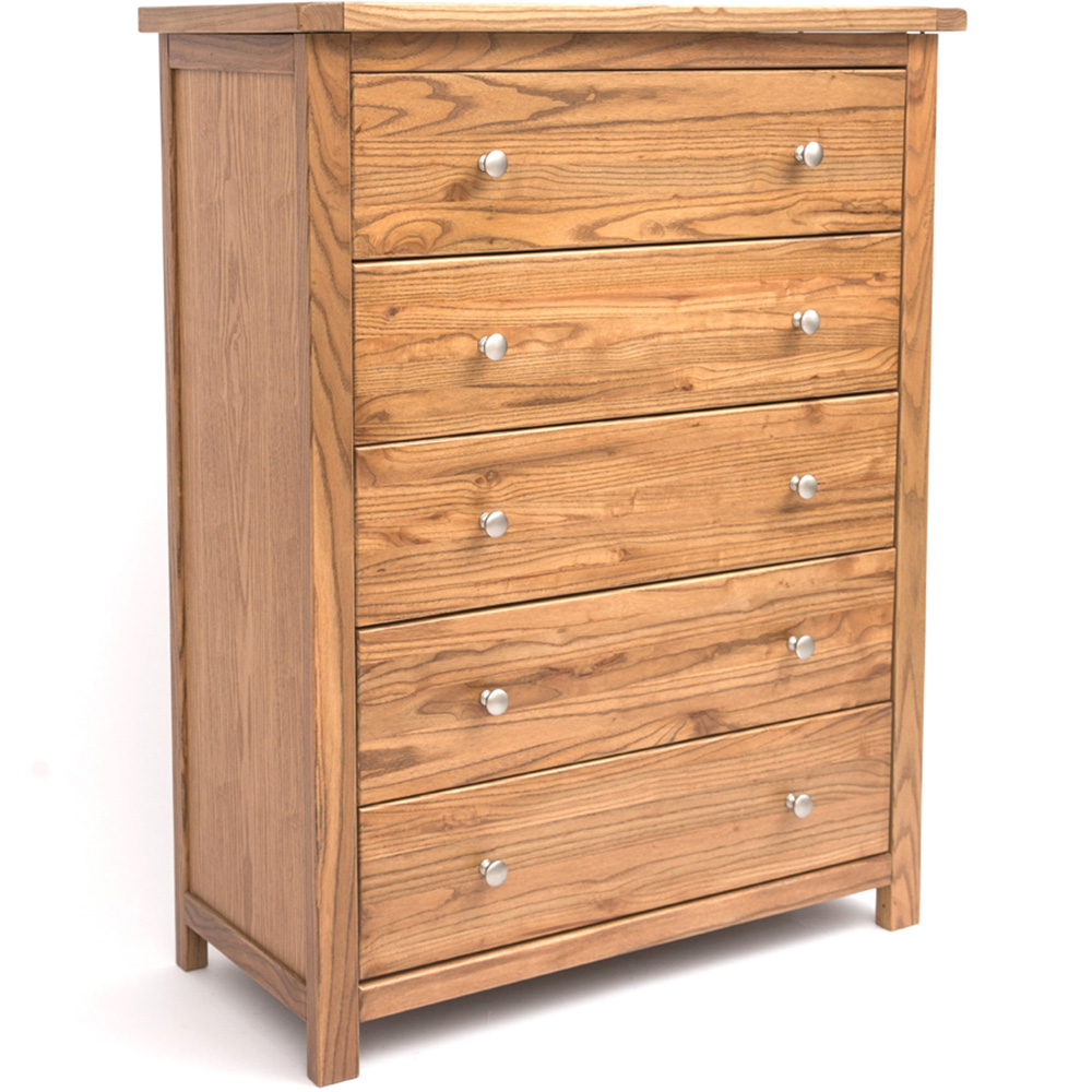 Cabinet Bits Trivento 5 Drawer Brown Chrome Knob Chest of Drawers Image 3