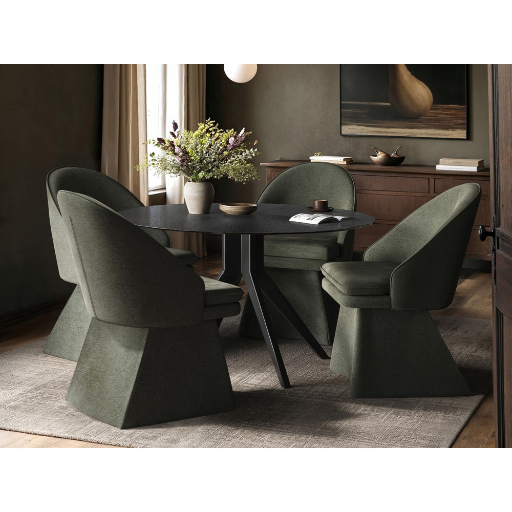 SOLACE+CO Emil Aiko 4 Seater Round Glass Dining Set Image 6