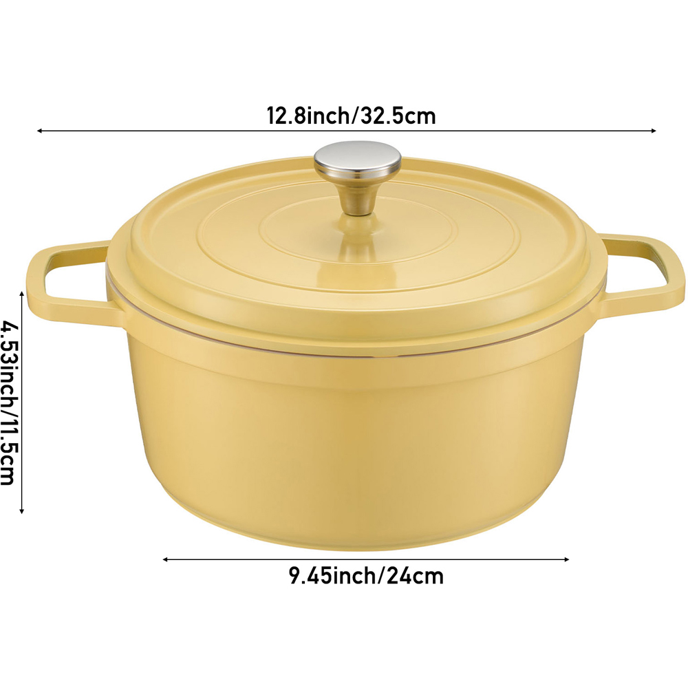 Living and Home 4.75L Yellow Ceramic Dutch Oven with Lid Image 8