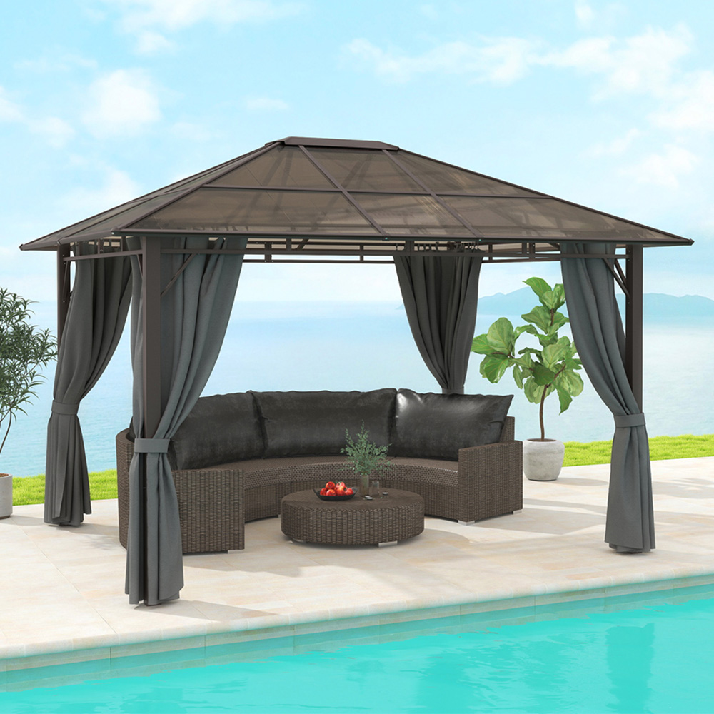 Outsunny 3.6 x 3m Grey Polycarbonate Roof Hard Top Gazebo Image 1