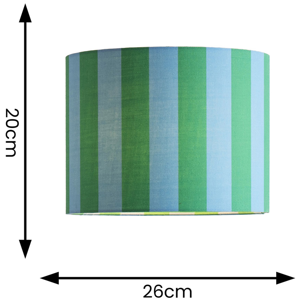ValueLights Callie Colour Clash Small Blue and Green Stripe Fabric Drum Lamp Shade Image 5