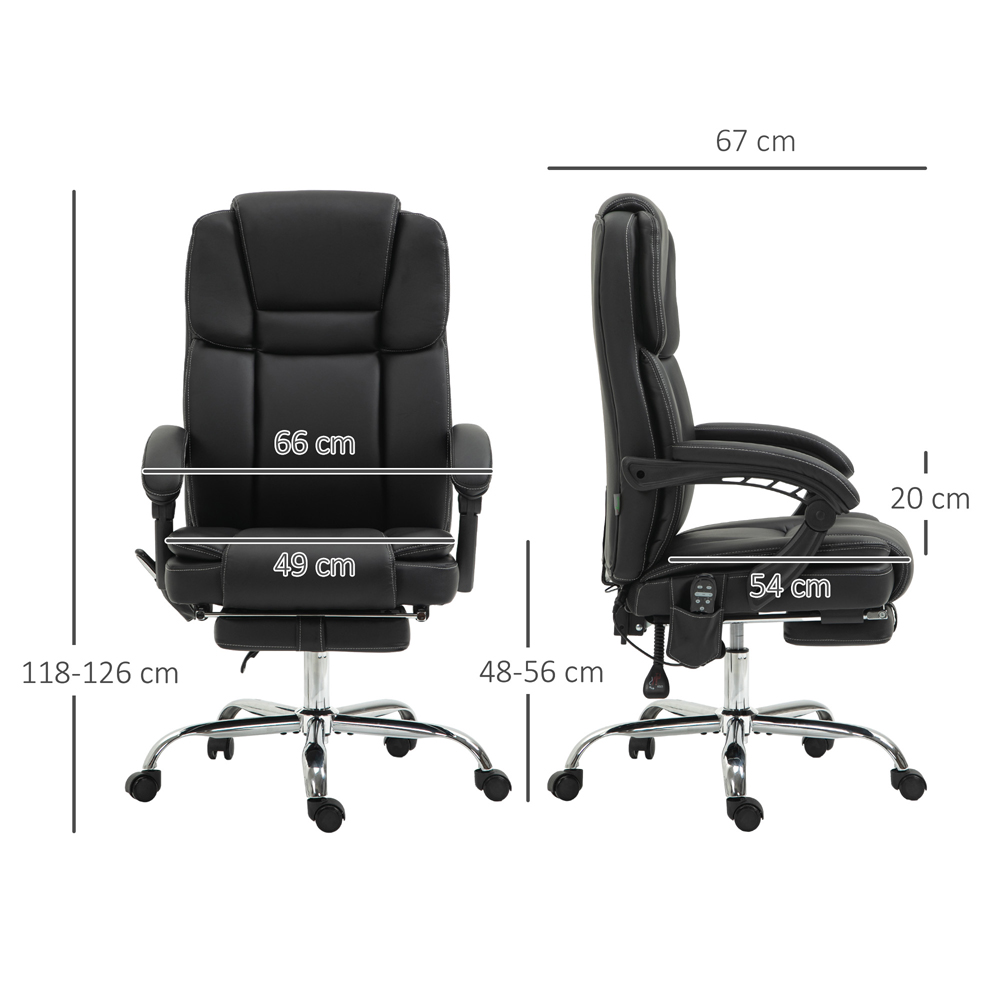Portland Black PU Leather Massage High Back Recliner Office Chair Image 9