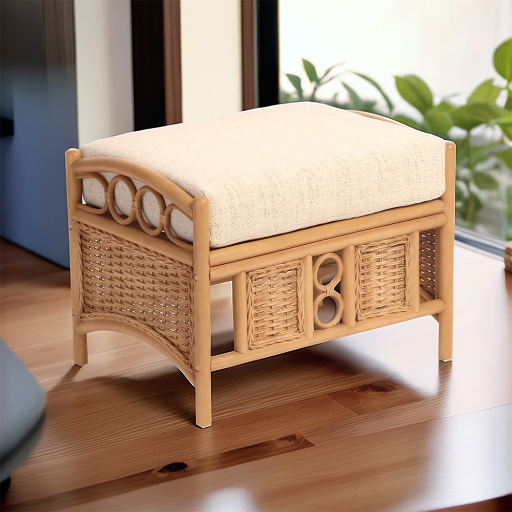 Desser Furniture Vale Wicker Athena Plain Light Oak Footstool Image 5