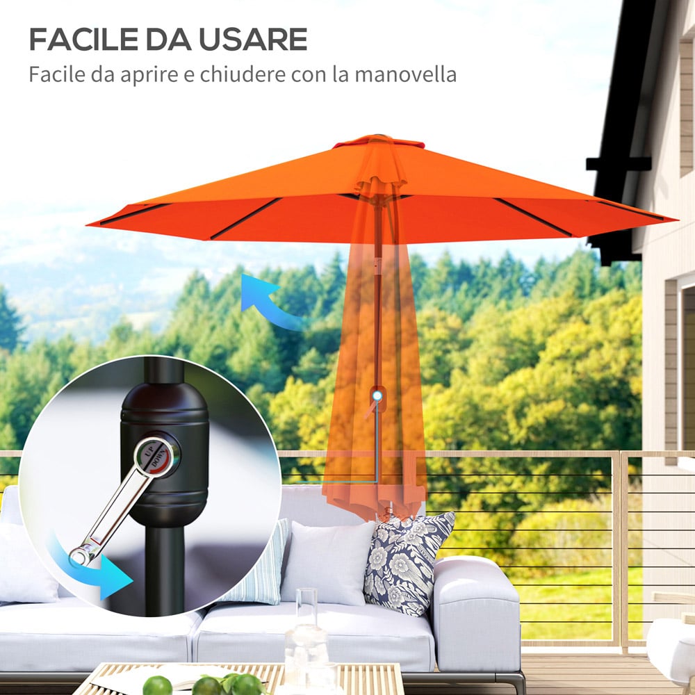 Outsunny Orange Crank and Tilt Parasol 3m Image 4