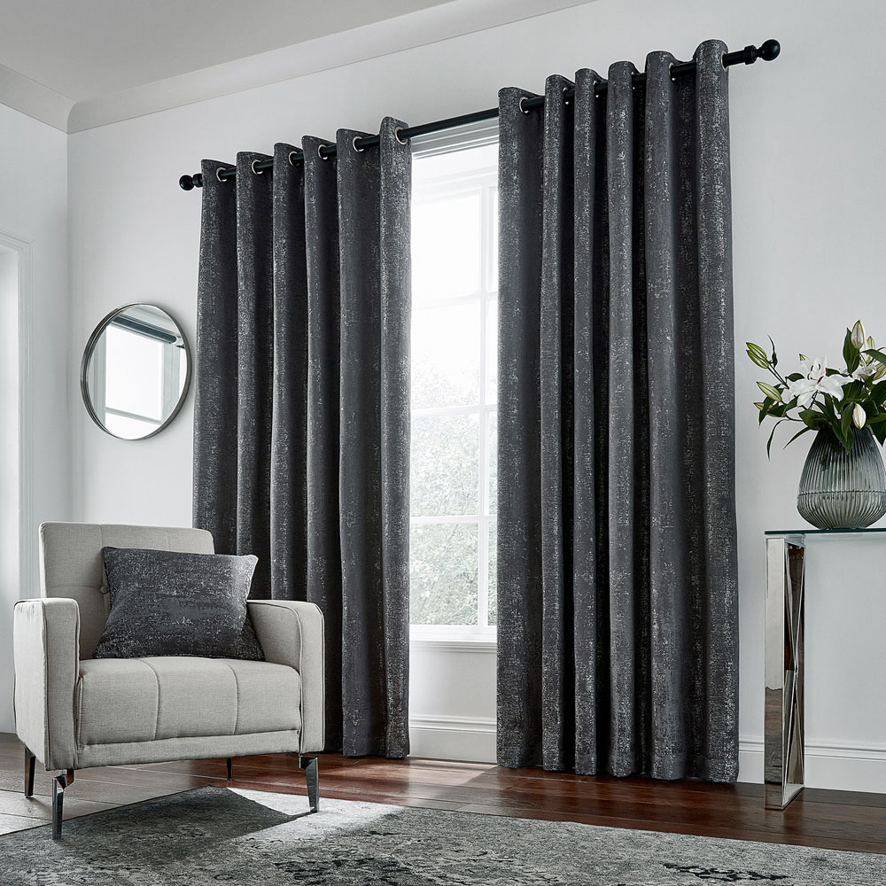 Helena Springfield Roma Lined Gunmetal Eyelet Curtains 168 x 228cm Image 4