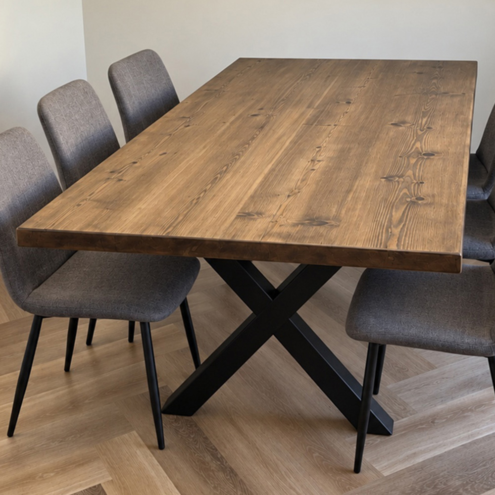 Homebase Jacobean Brown 4 Seater Sleek and Slender Reclaimed Dining Table 90 x 120cm Image 1