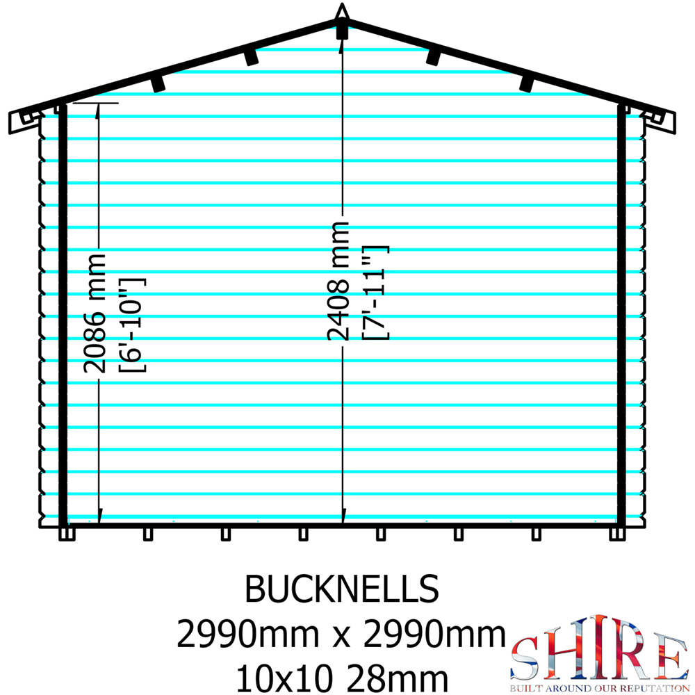 Shire Bucknells 10 x 10ft Pressure Treated Log Cabin Image 9