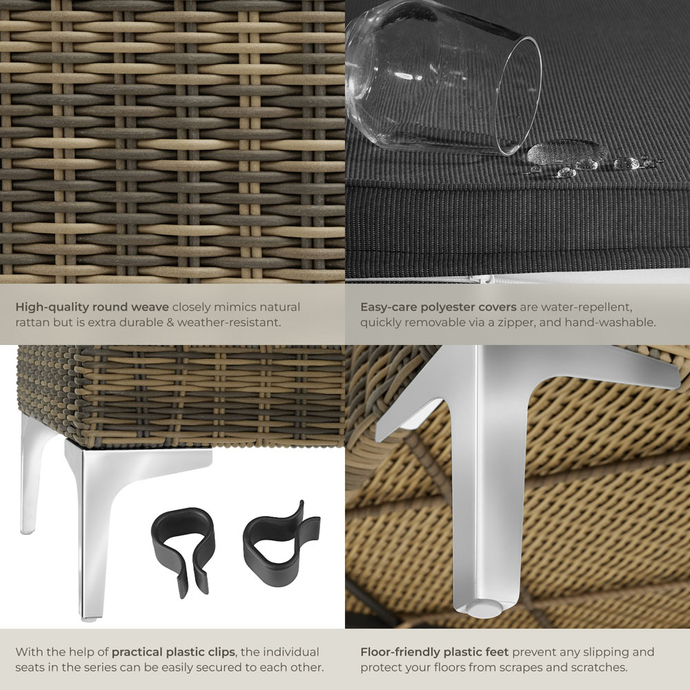 tectake Villanova Rattan Middle Garden Chair with Cushion Image 5