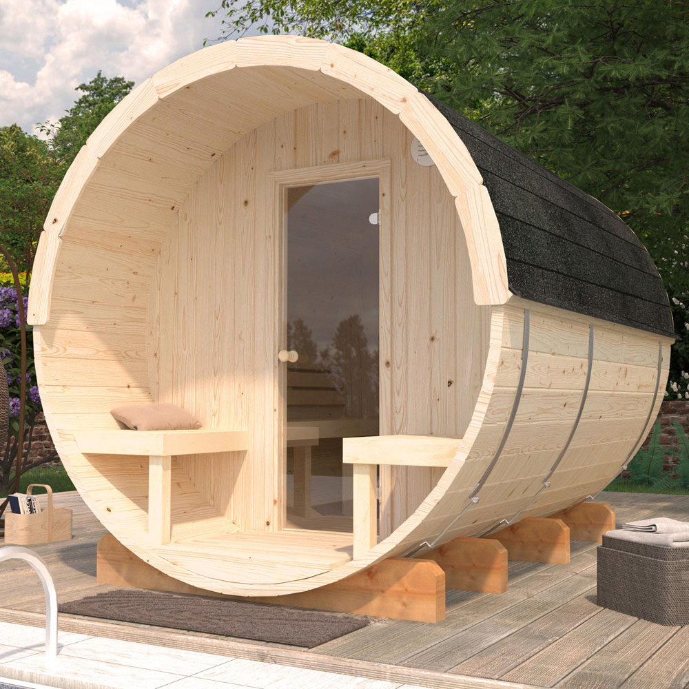 Palmako Anita 7.2 x 9.5ft Outdoor Barrel Wooden Sauna Image 7