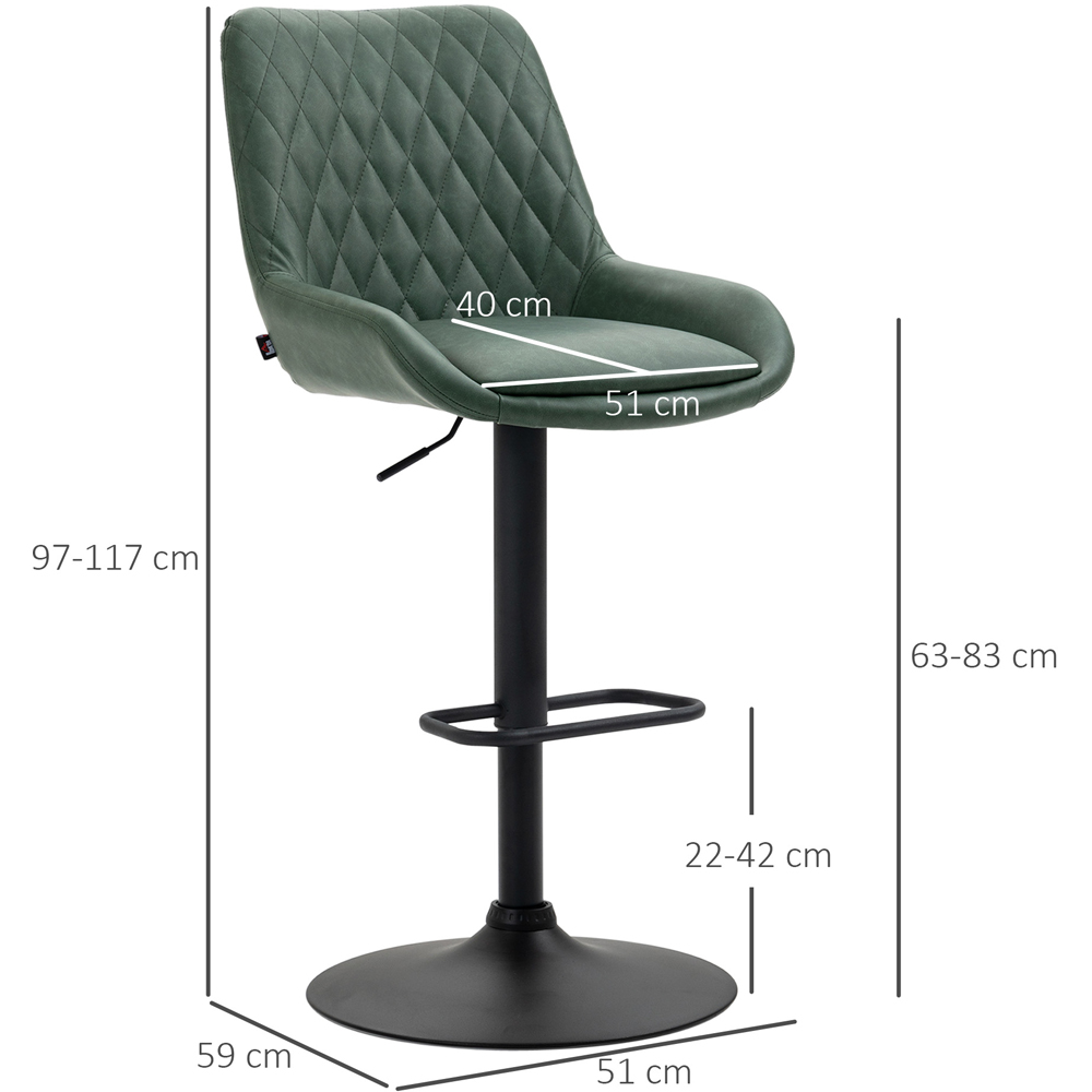 Portland Green Height Adjustable Bar Stool Set of 2 Image 7