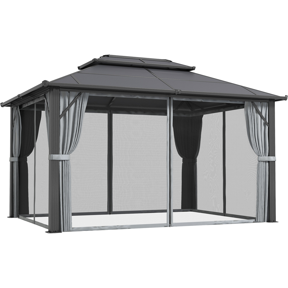 Outsunny 3 x 4m Grey Aluminium Frame Polycarbonate Hard Top Gazebo Image 2
