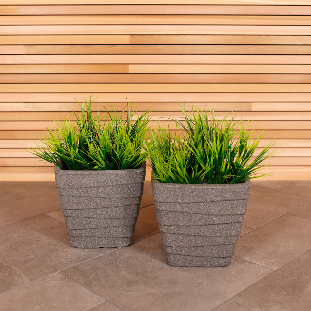 Charles Bentley Trojan Granite Effect Square Planter 2 Pack Image 2