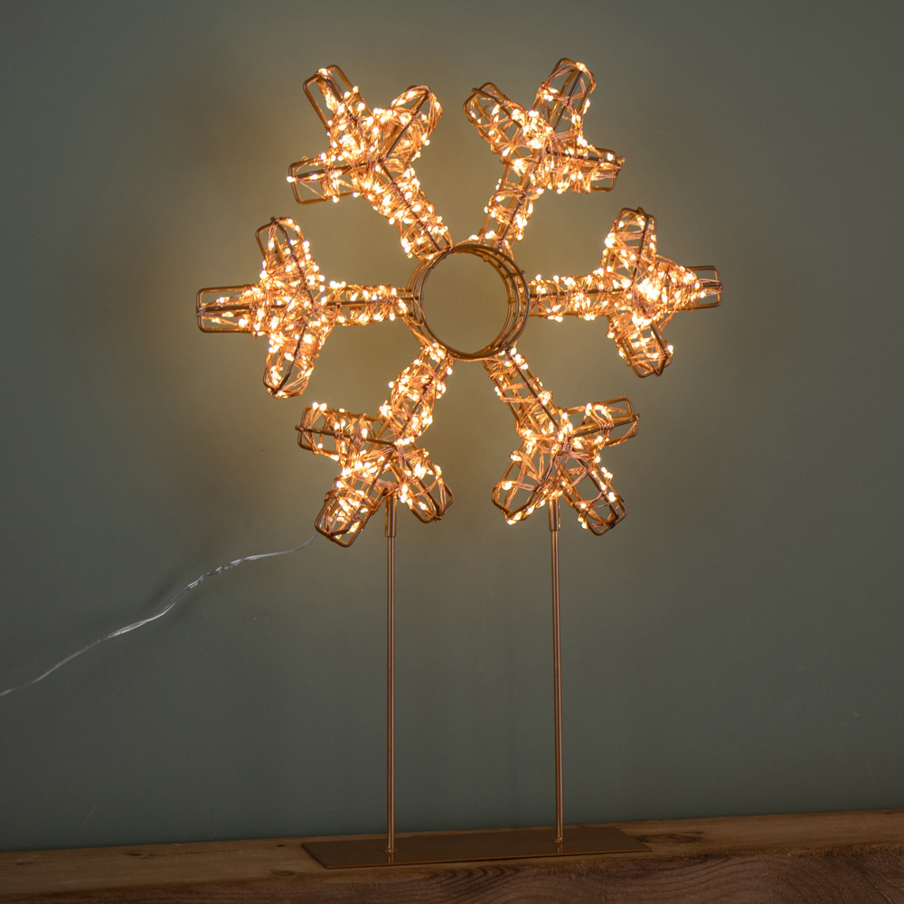 Samuel Alexander 720 Warm White LED Rose Gold Light Up Christmas Snowflake on Metal Stand 45cm Image 7