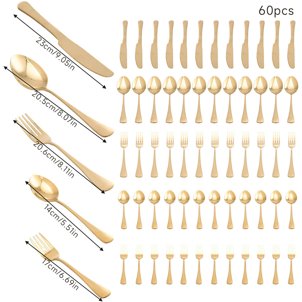 Living and Home 60 Piece Gold Stainless Steel Cutlery Set Image 8