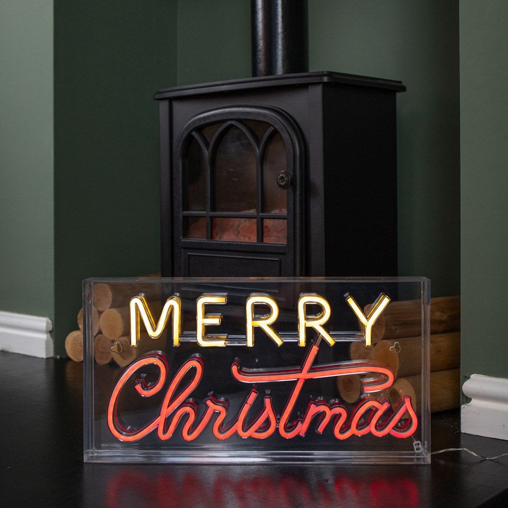 Samuel Alexander Warm White and Red LED Light Up Neon Merry Christmas Decoration Image 7