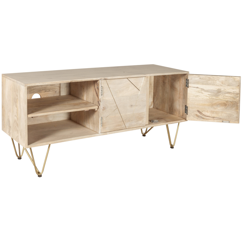 Brooklyn Huyen 2 Door 2 Shelf Light Gold Plasma TV Unit Image 4