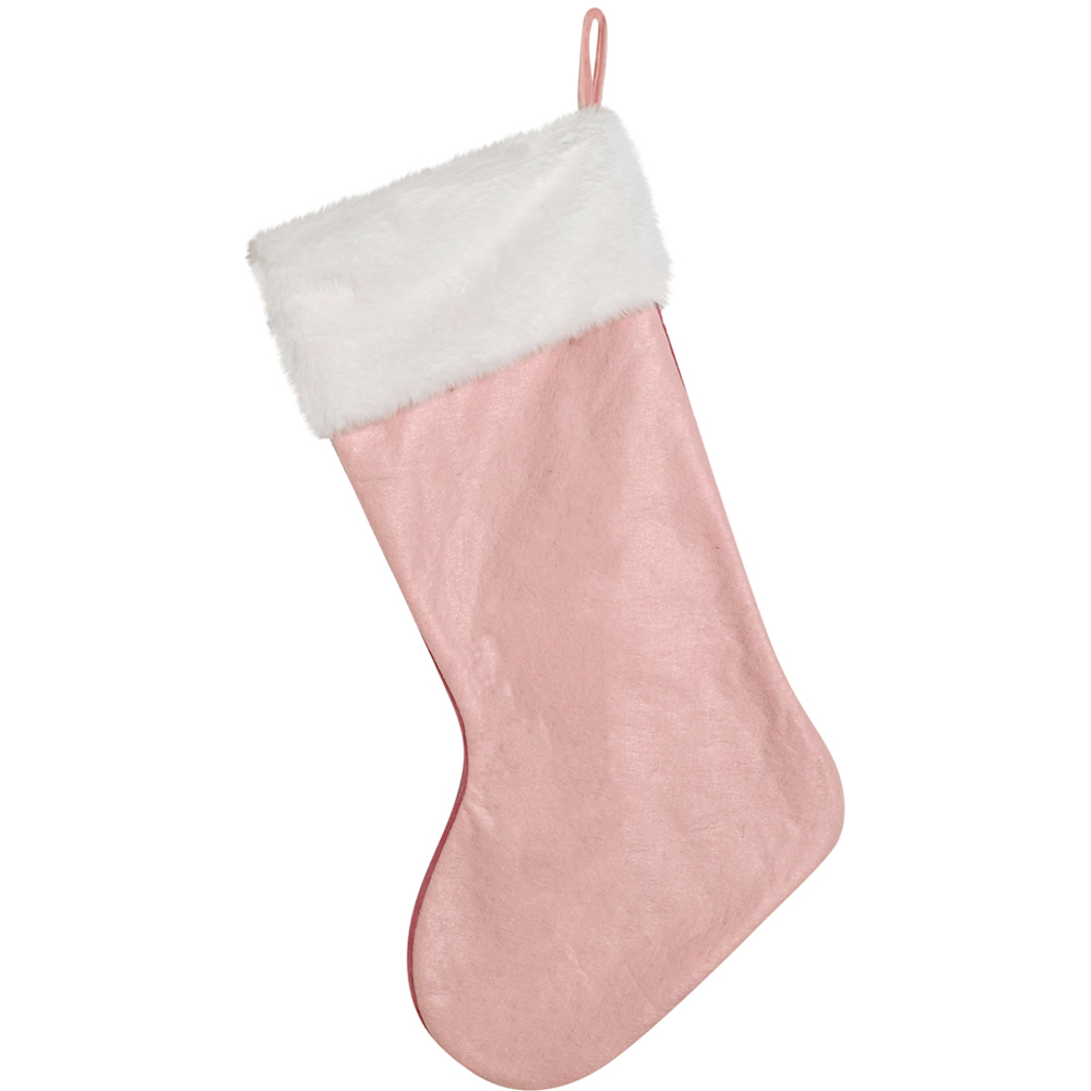 The Seasonal Gift Co. Velvet Pink and Red Merry Christmas Stocking Image 4