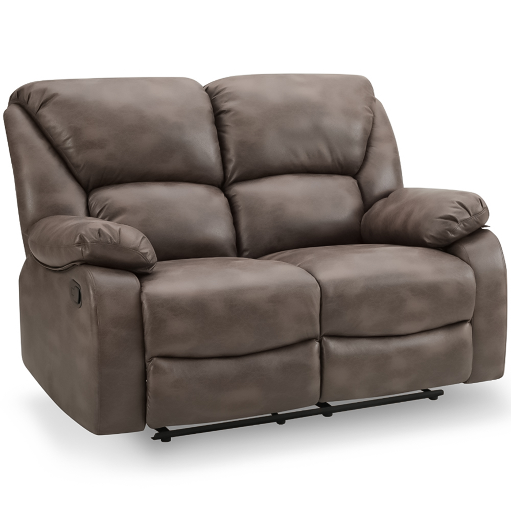 Home Detail Enoch 2 Seater Brown Faux Leather Manual Recliner Sofa Image 2