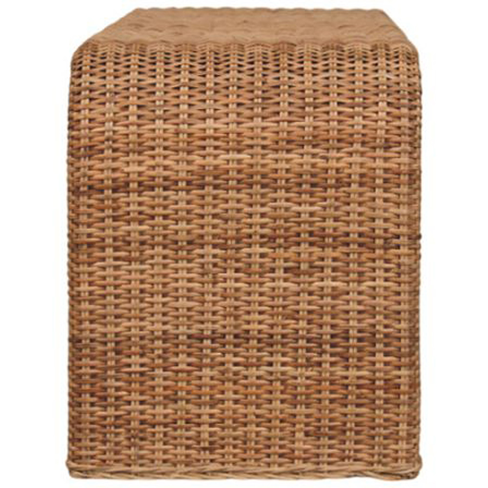 Artisan Furniture Solid Wood Beige Rattan Weave Bench Image 5
