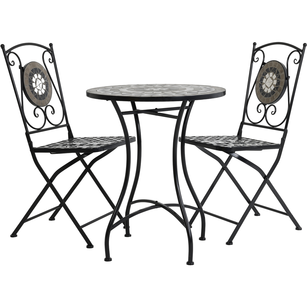 Charles Bentley 2 Seater Bistro Set Mosaic Black and Grey Image 2
