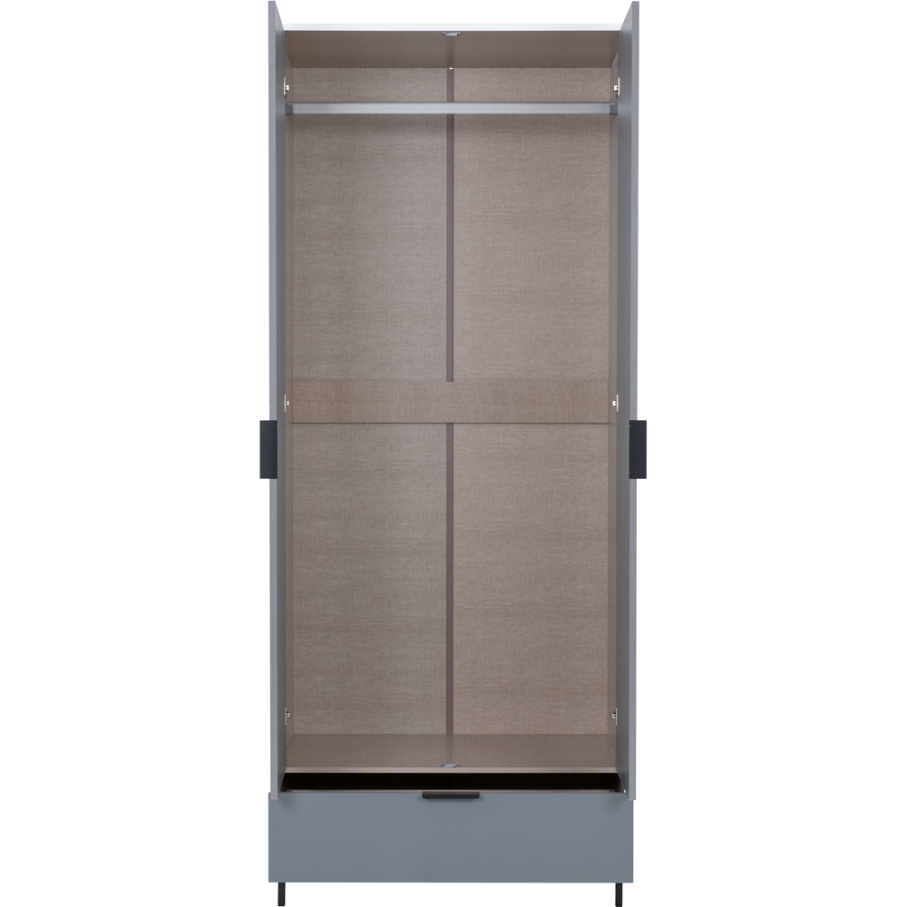 Seconique Madrid 2 Door Single Drawer Grey and White Gloss Wardrobe Image 4