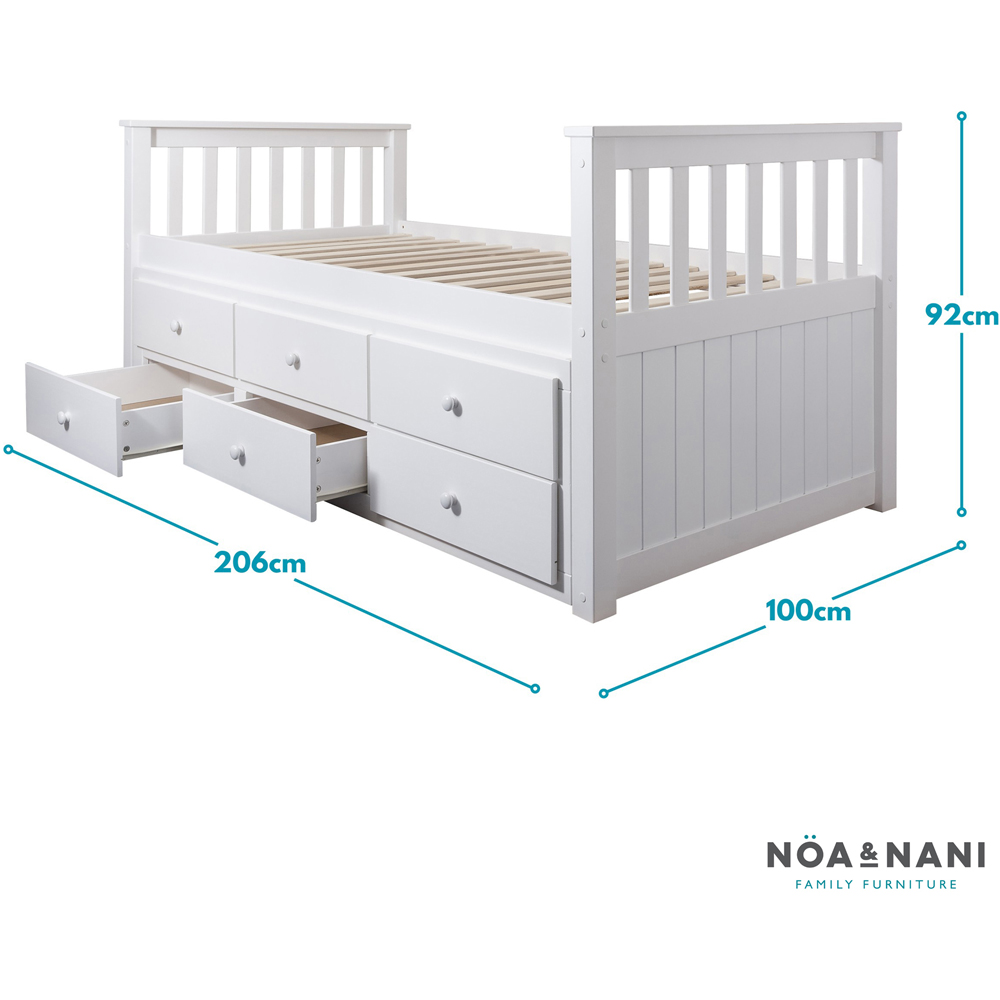 Noa and Nani Loki Single White Day Bed with Drawers and Trundle | Homebase