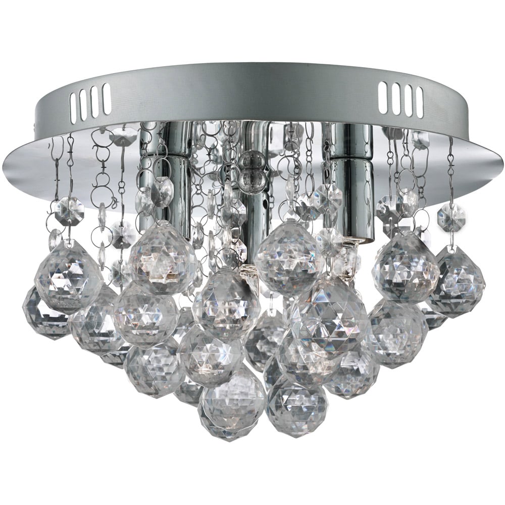 Lighting Collection 3 Light Chrome and Clear Acrylic Flush Ceiling Light Image 1
