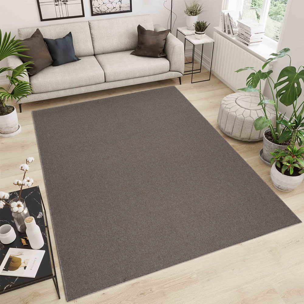 Desire Rugs Simple Dark Beige Low Pile Felt Backing Tufted Rug 170 x 120cm Image 2