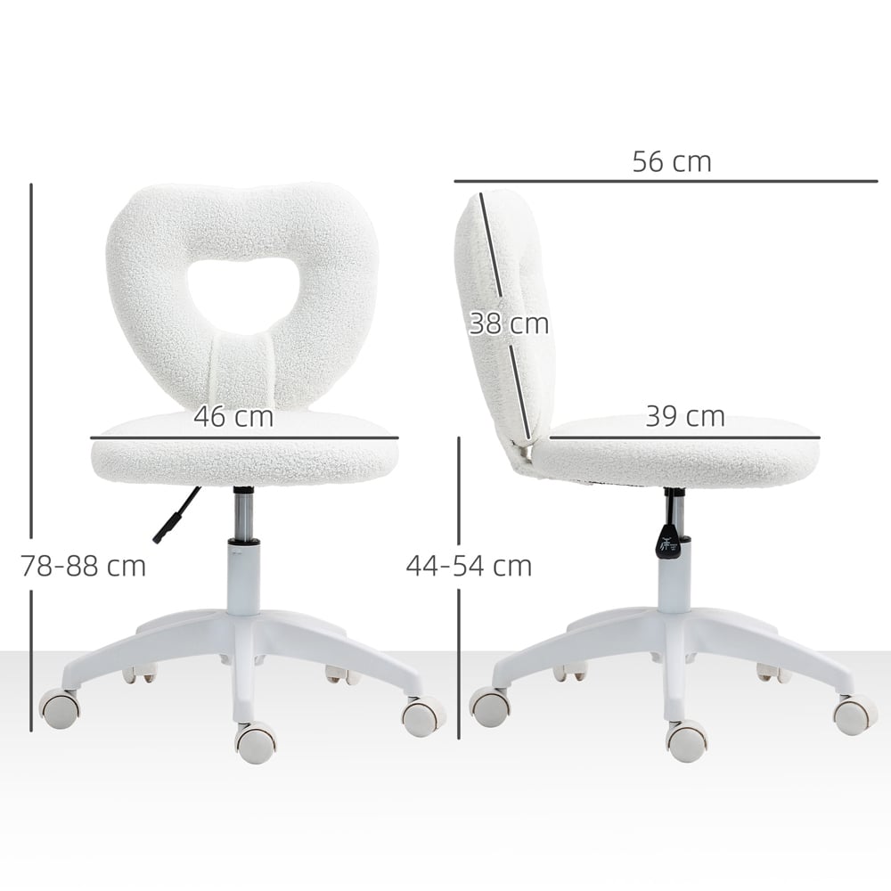 Portland White Armless Heart Office Chair Image 9