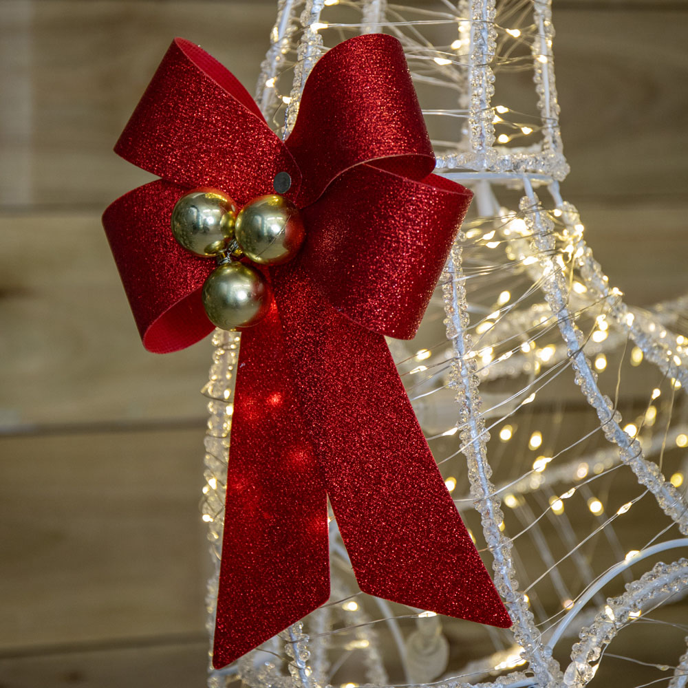 Samuel Alexander 880 Warm White LED Light-Up Acrylic Deer Christmas Decoration with Red Bow 124cm Image 5