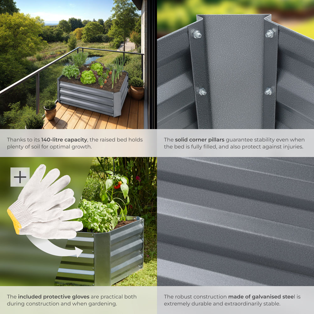 tectake Valeriana 60 x 80cm Galvanised Steel Raised Garden Bed Image 4