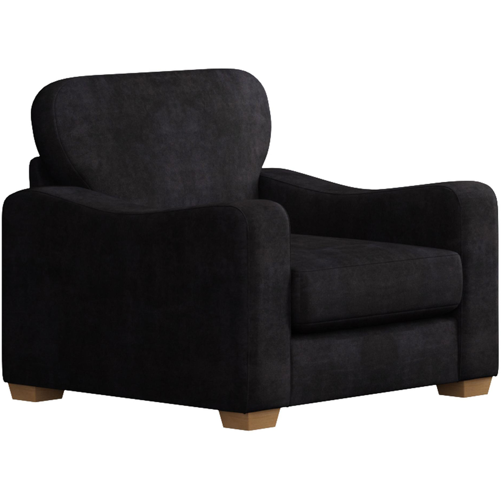 Theadford Ebony Plush Velvet Fixed Back Armchair Image 3