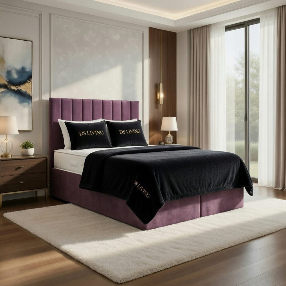 DS Living Aria King Size Pink Plush Ottoman Bed Image 5