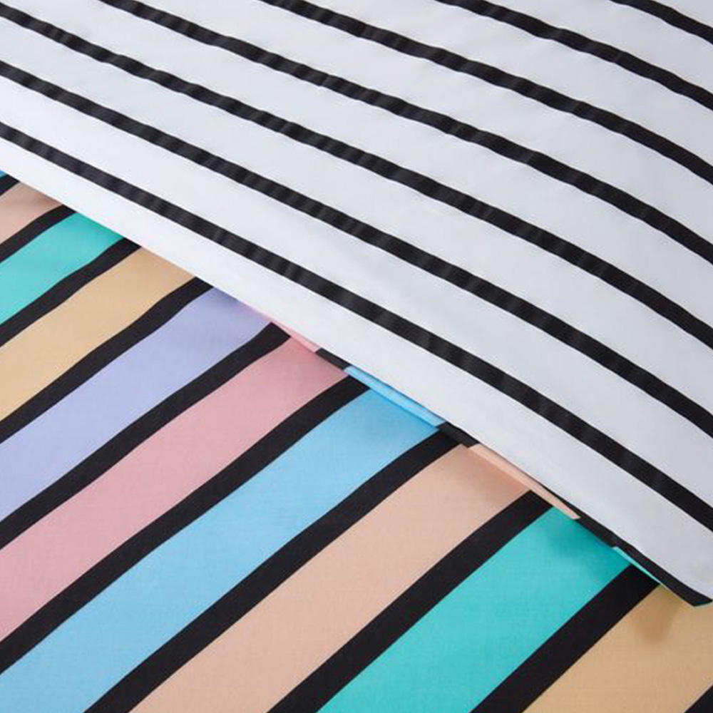 Rapport Home Double Oxford Pastel Stripe Microfibre Reversible Duvet Cover Set Image 3