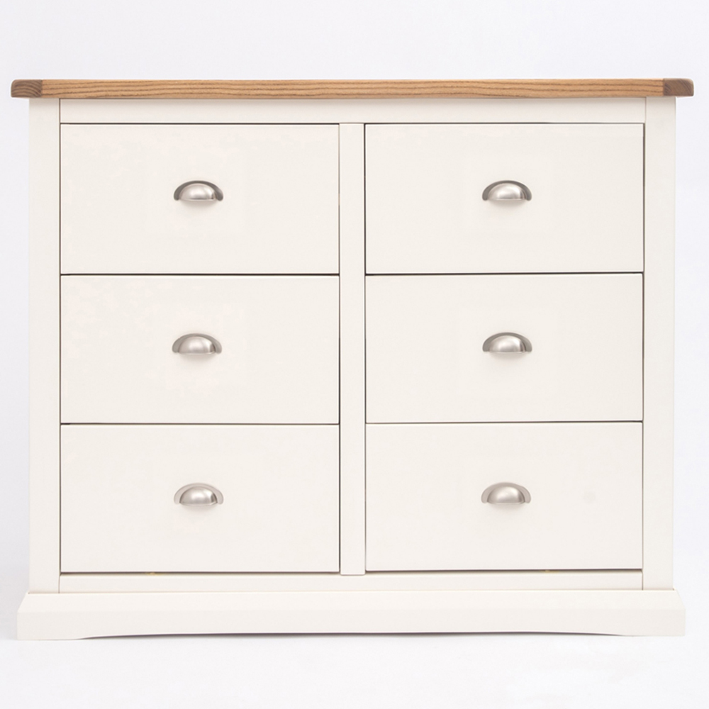 Cabinet Bits Cosenza 6 Drawer White Chrome Cup Handle Chest of Drawers Image 2