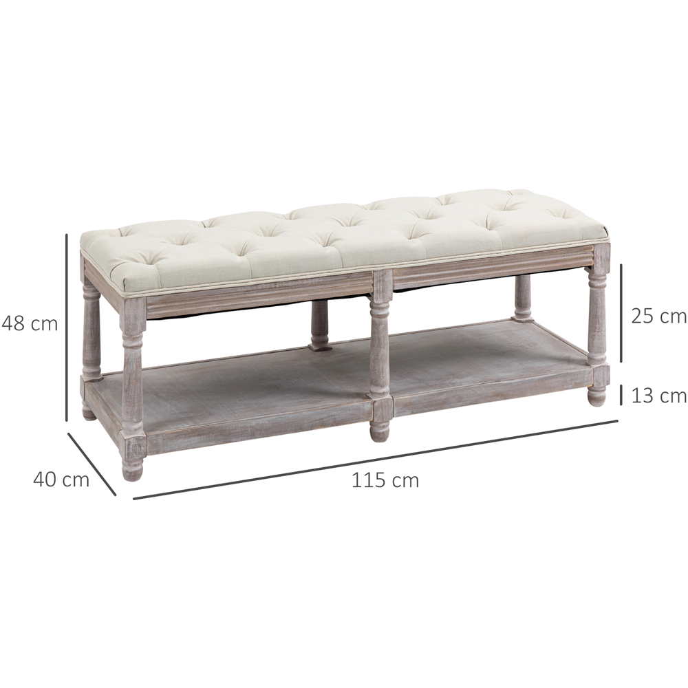 Portland Single Shelf Cream and White Button Tufted Vintage Stool Image 9