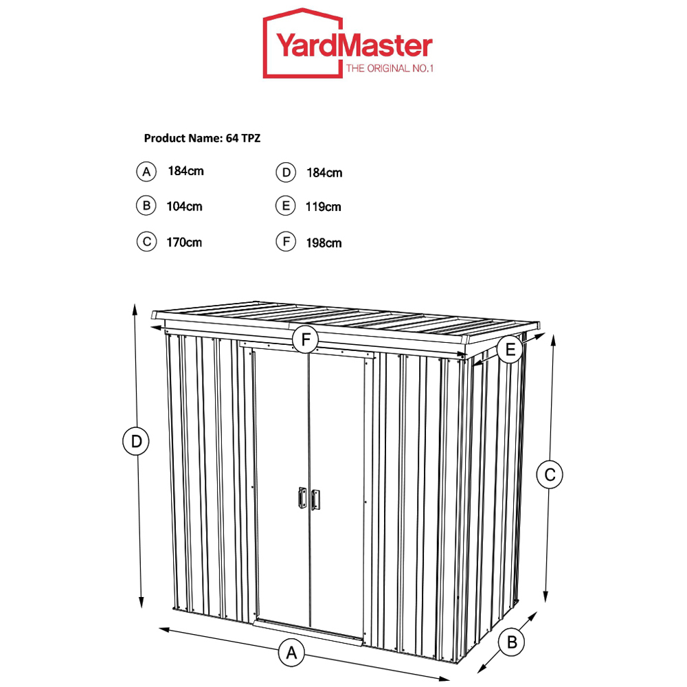 Yardmaster 6 x 4ft Platinum Metal Pent Storage Shed with Floor Support Kit Image 7