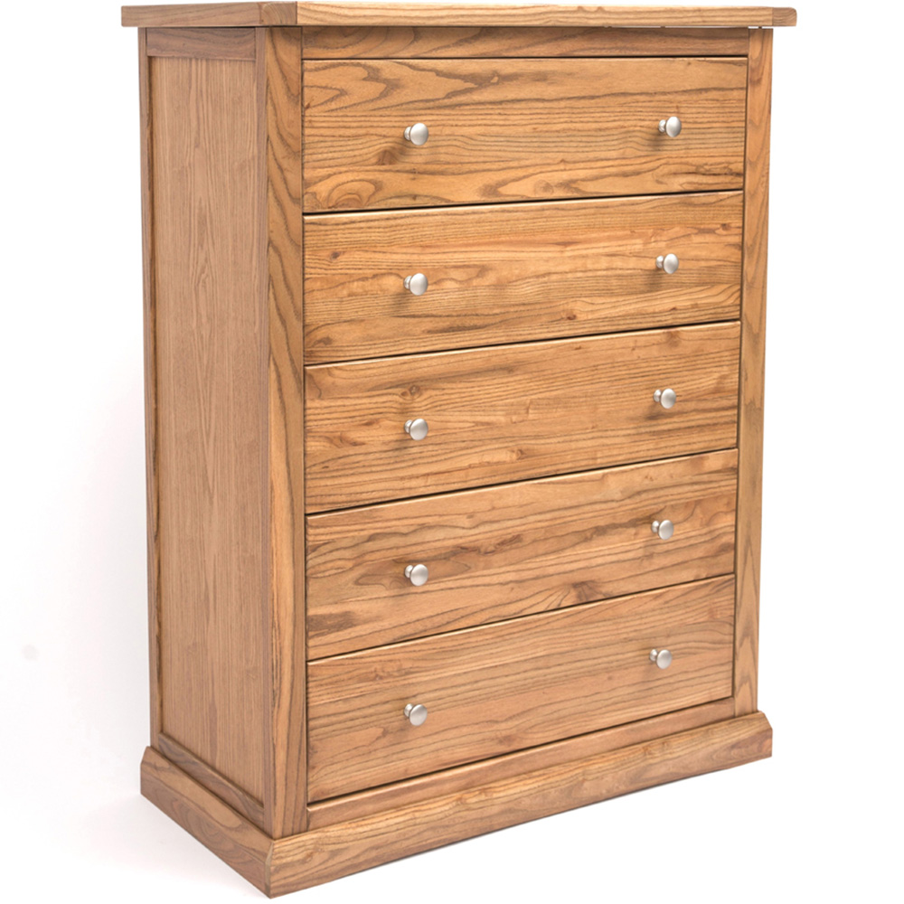 Cabinet Bits Salerno 5 Drawer Brown Chrome Knob Chest of Drawers Image 3