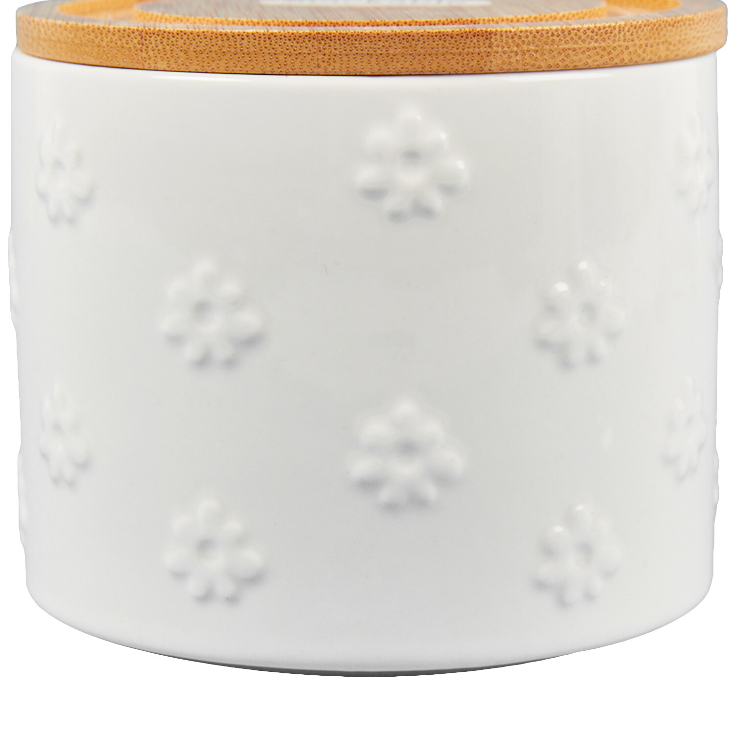 Embossed White Flower Stacking Canister - White Image 3