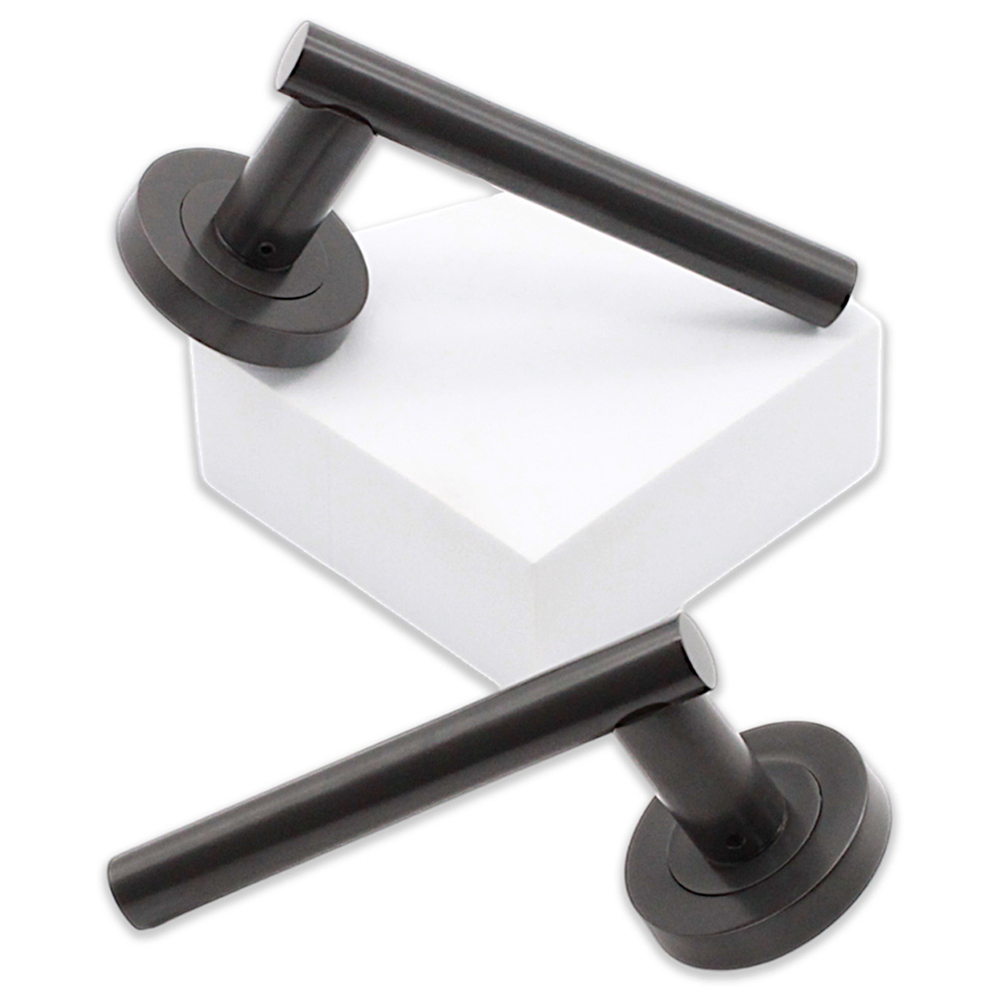 Spira Brass Jura Gun Metal Gray Lever Door Handle 2 Pack Image 3