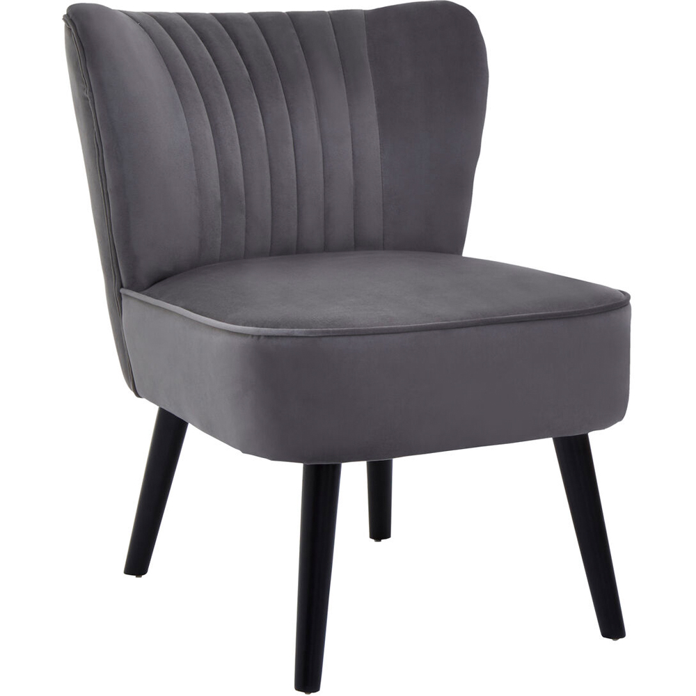 Premier Housewares Regents Park Black and Grey Velvet Accent Chair Image 2