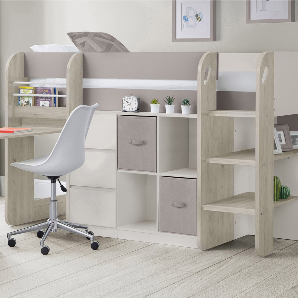 Julian Bowen Saturn Single Taupe Mid Sleeper with Storage Image 6