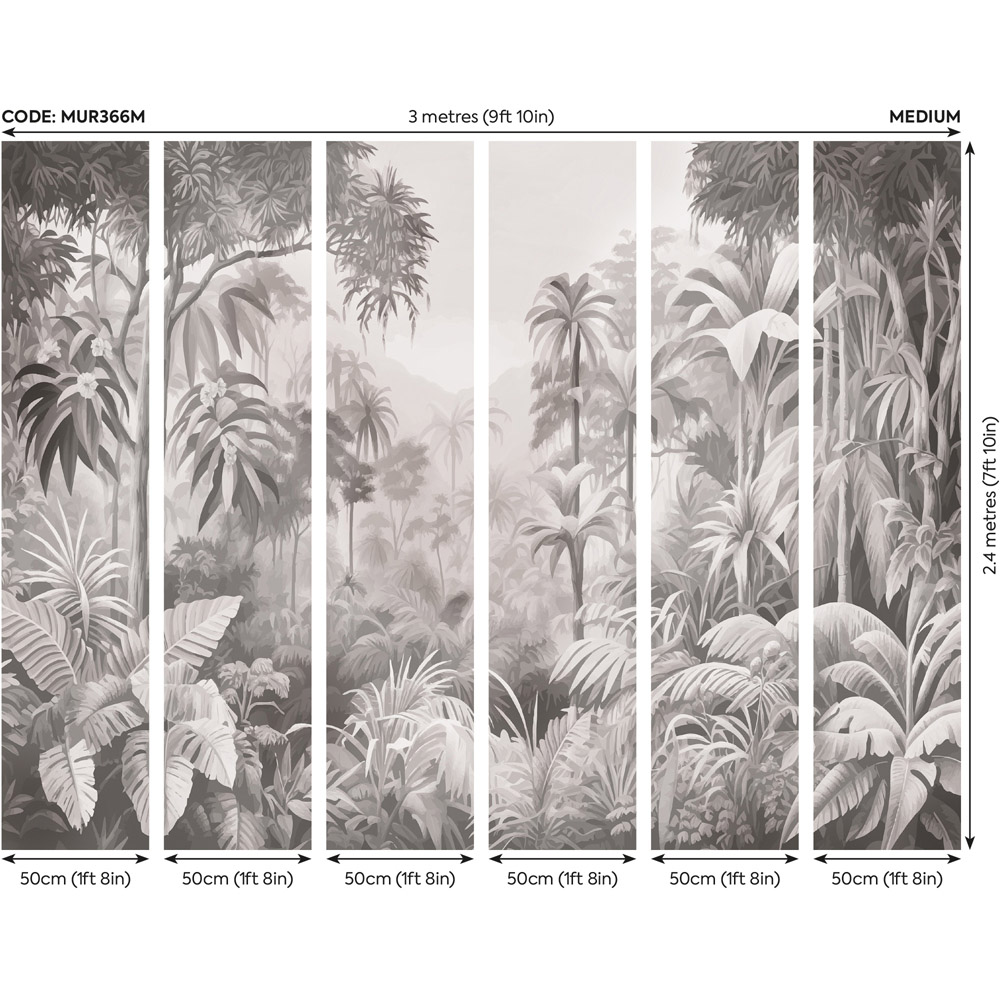 Origin Murals Jungle Trees Black Wall Mural Image 3