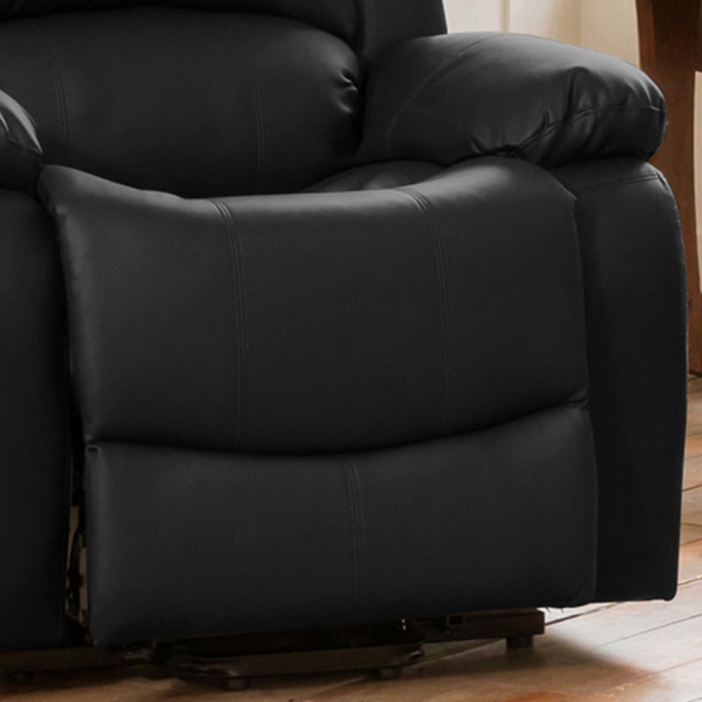 Glendale Single Seater Black Bonded Leather Manual Recliner Sofa Image 3